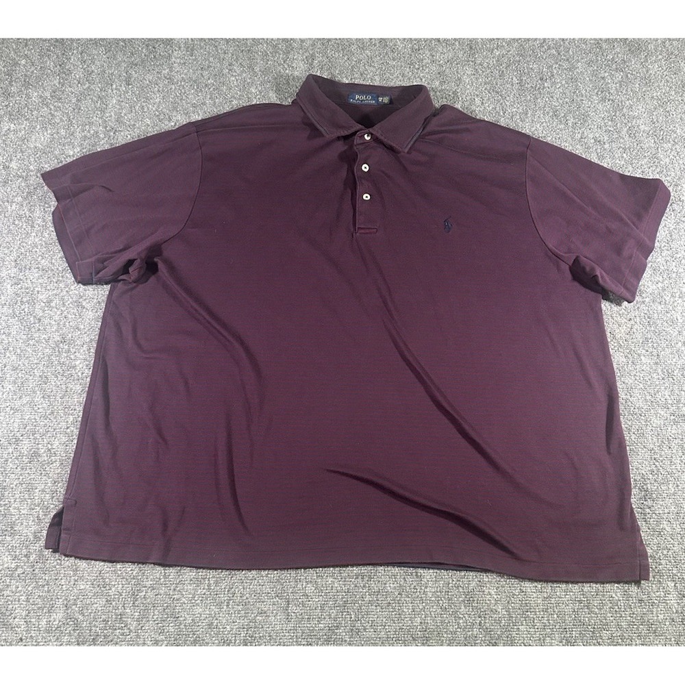 Polo Ralph Lauren Men's Red Blue Striped 3XB Big S/S Shirt 100% Cotton